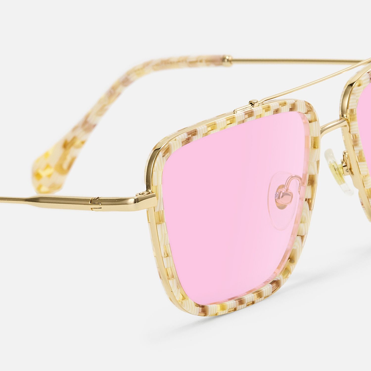 Isla - Yelllow Vintage Aviator Patterned Sunglasses| Vooglam Design Details