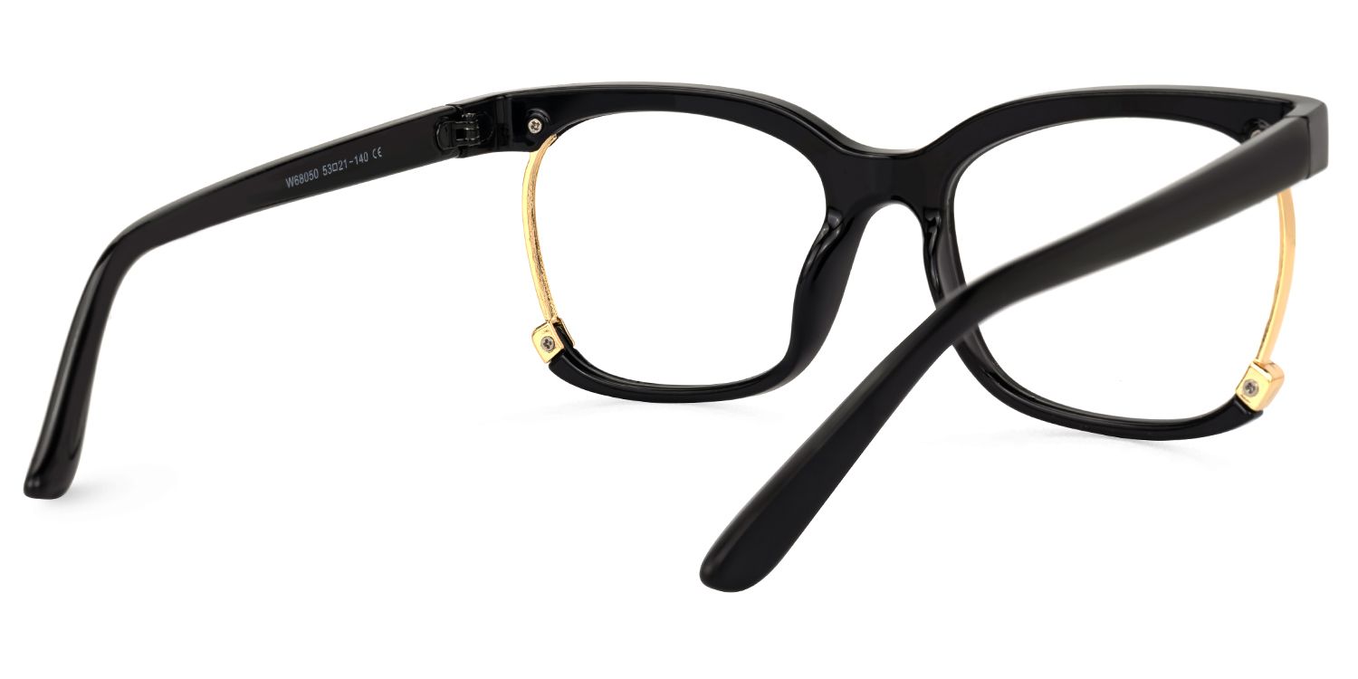 Adjoa - Rectangle Black Eyeglasses | Vooglam Side View