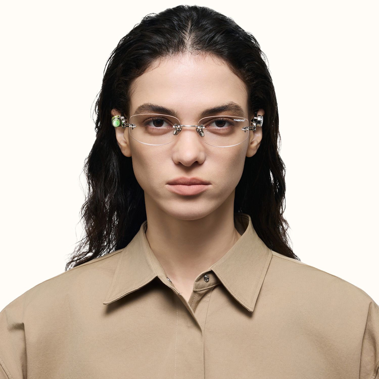 The Utilitarian - Silver Level Compass Glasses | Vooglam On Model 1