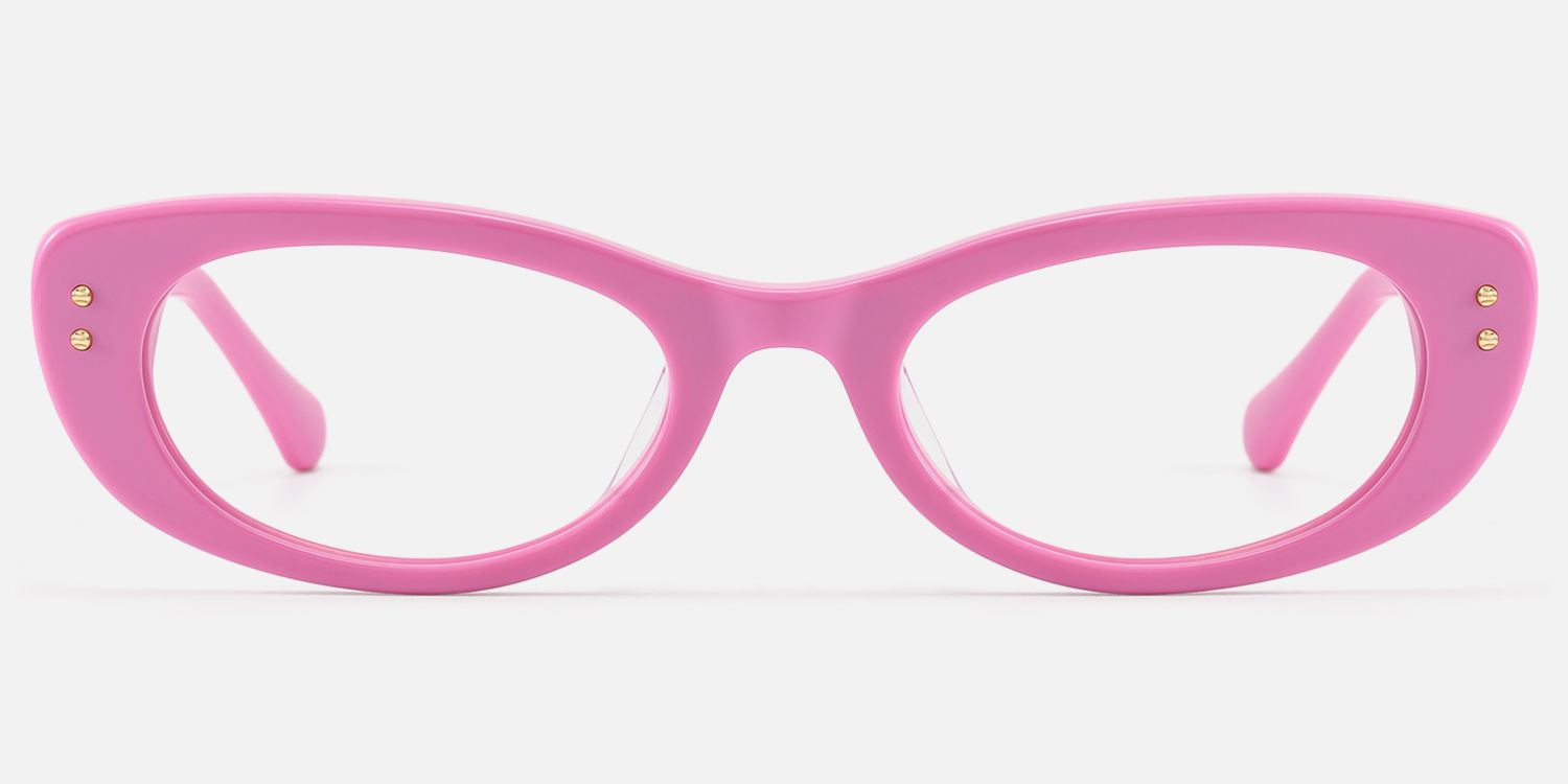 Ginza - Pink Acetate Narrow Cat Eye Rave Glasses | Vooglam Angle View