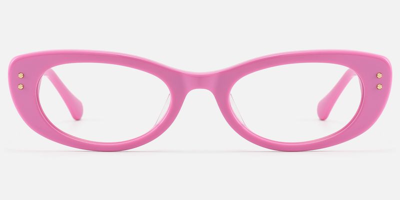 Ginza - Pink Acetate Narrow Cat Eye Rave Glasses | Vooglam