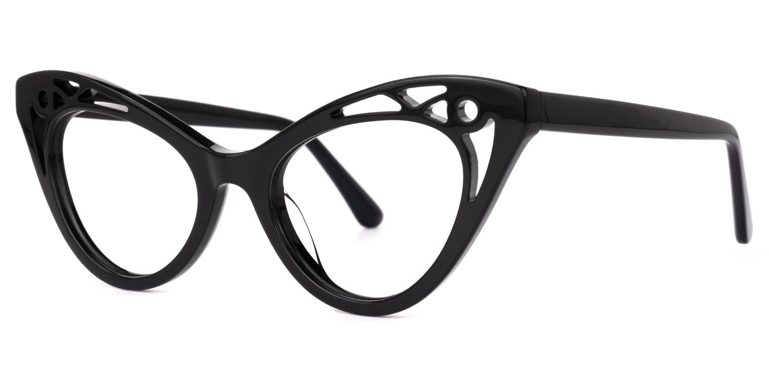 Ilyssa - Cat Eye Black Eyeglasses | Vooglam Front View