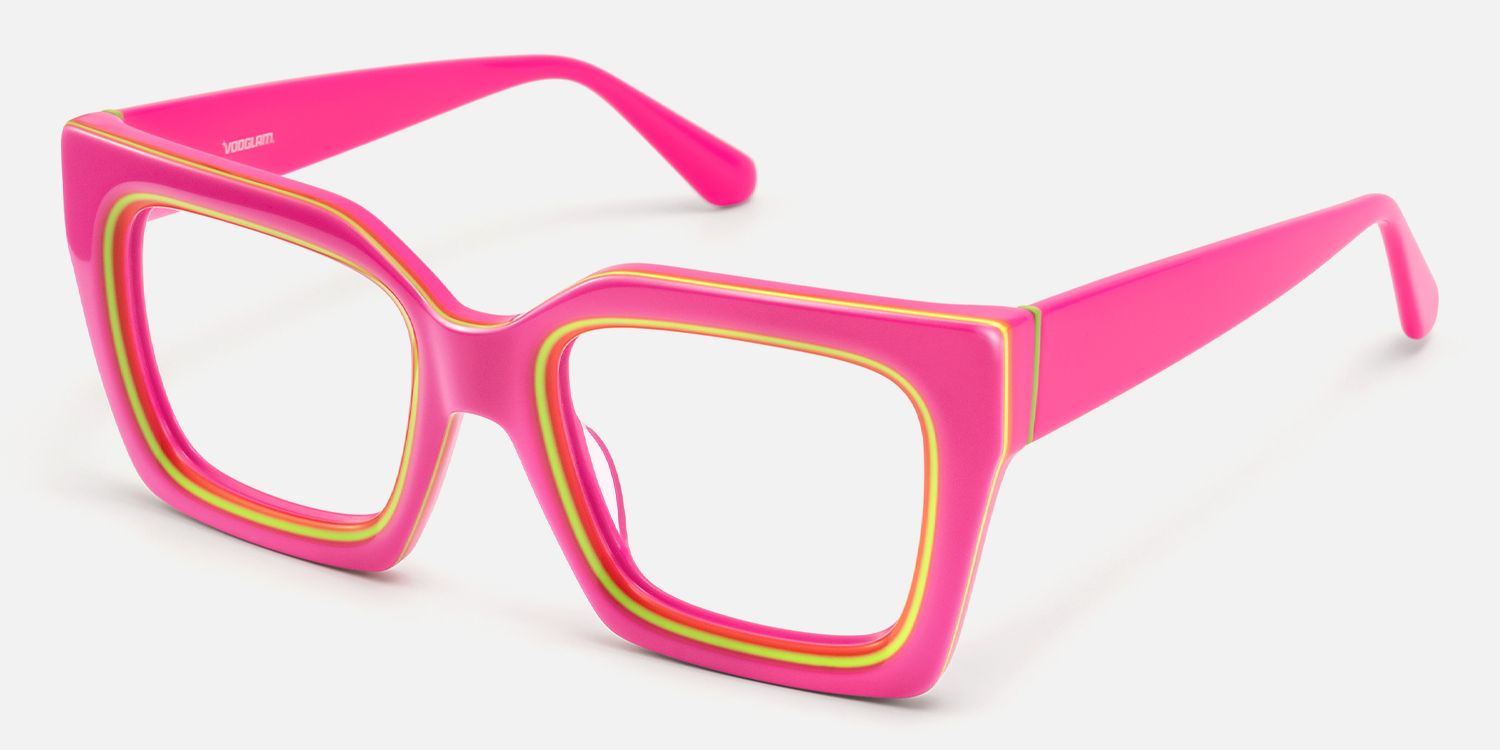 Trance - Square Pink Eyeglasses | Vooglam Front View