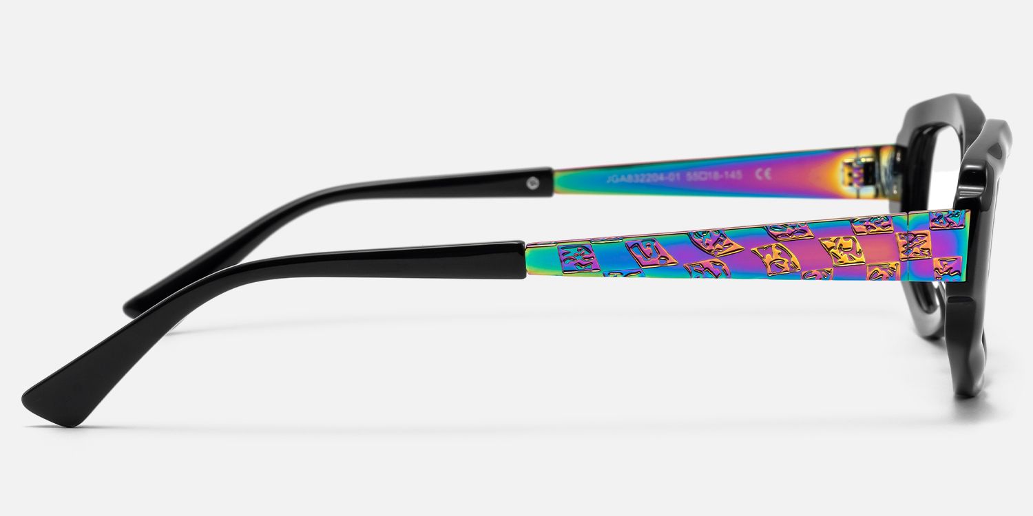Spire - Geometric Black Eyeglasses | Vooglam Side View