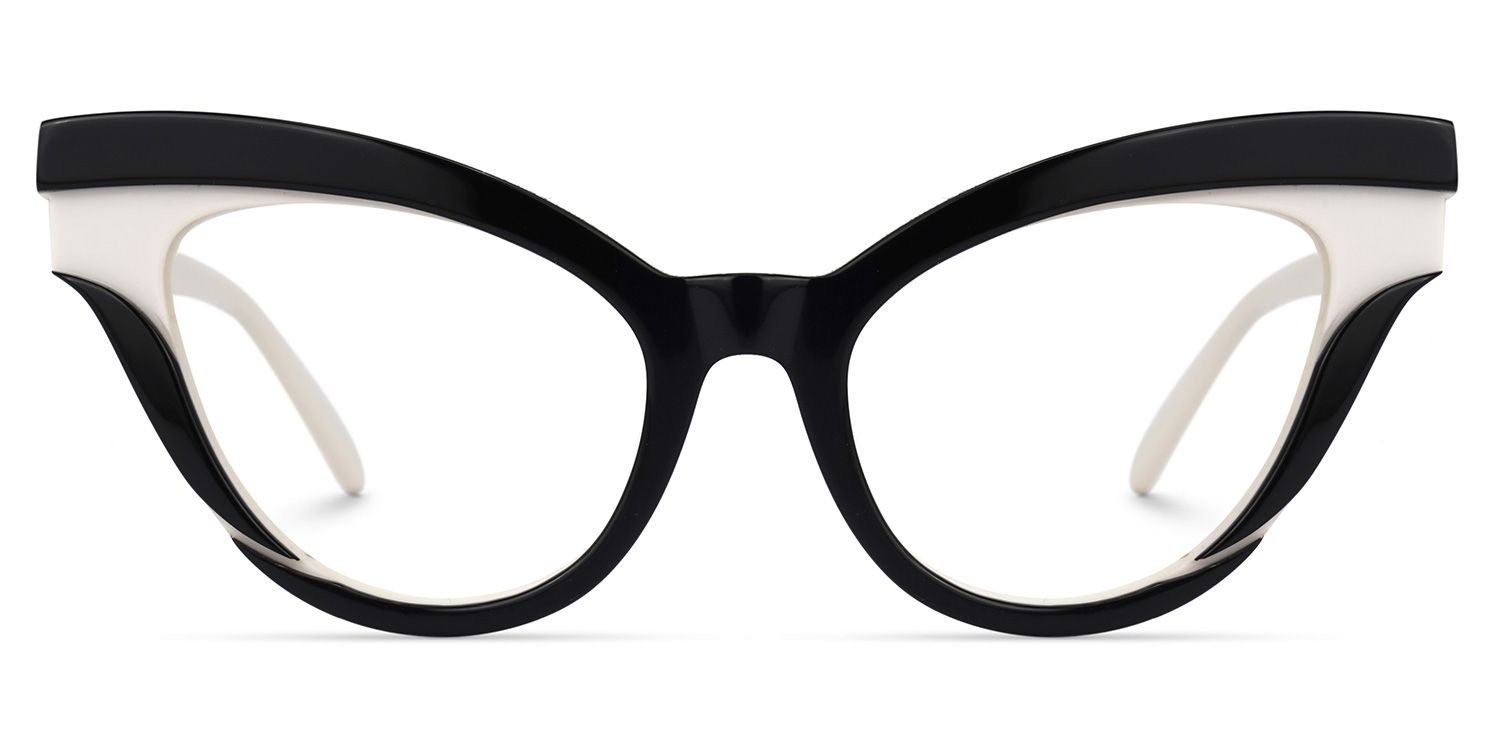 Daveigh - Cat Eye Black/White Eyeglasses | Vooglam Angle View