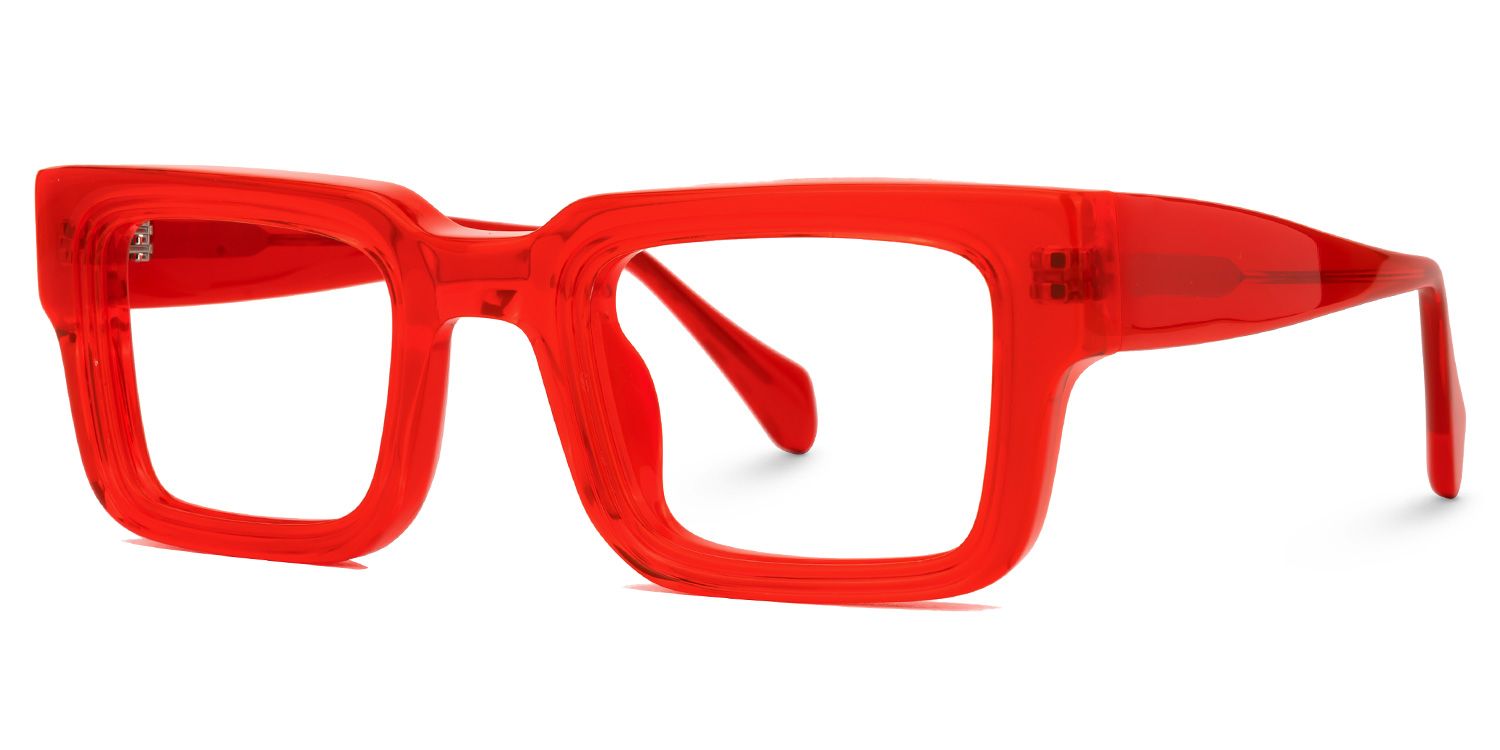 Cherie - Rectangle Red Eyeglasses by Vooglam - Front View