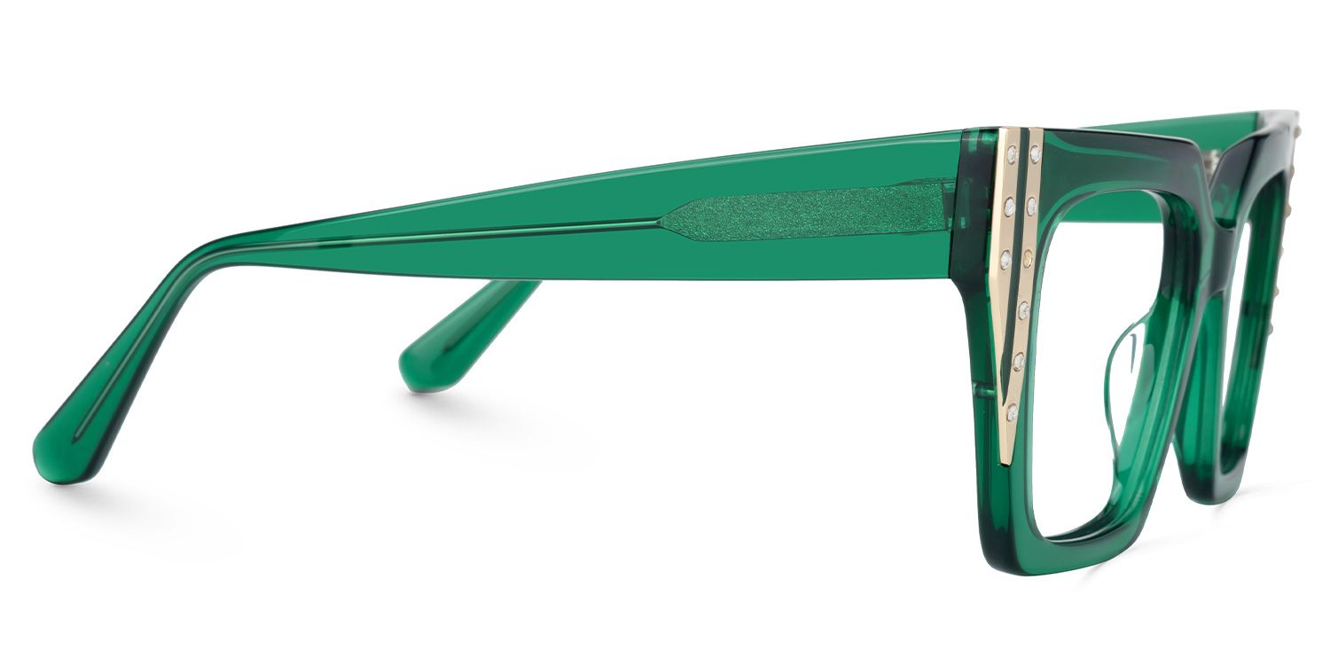 Ellaruth - Square Green Eyeglasses | Vooglam 4