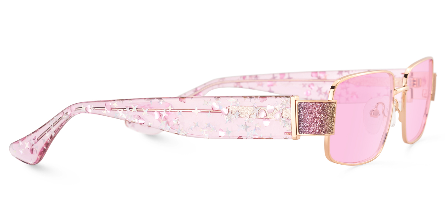 Alexandra - Rectangle Pink Sunglasses - 4