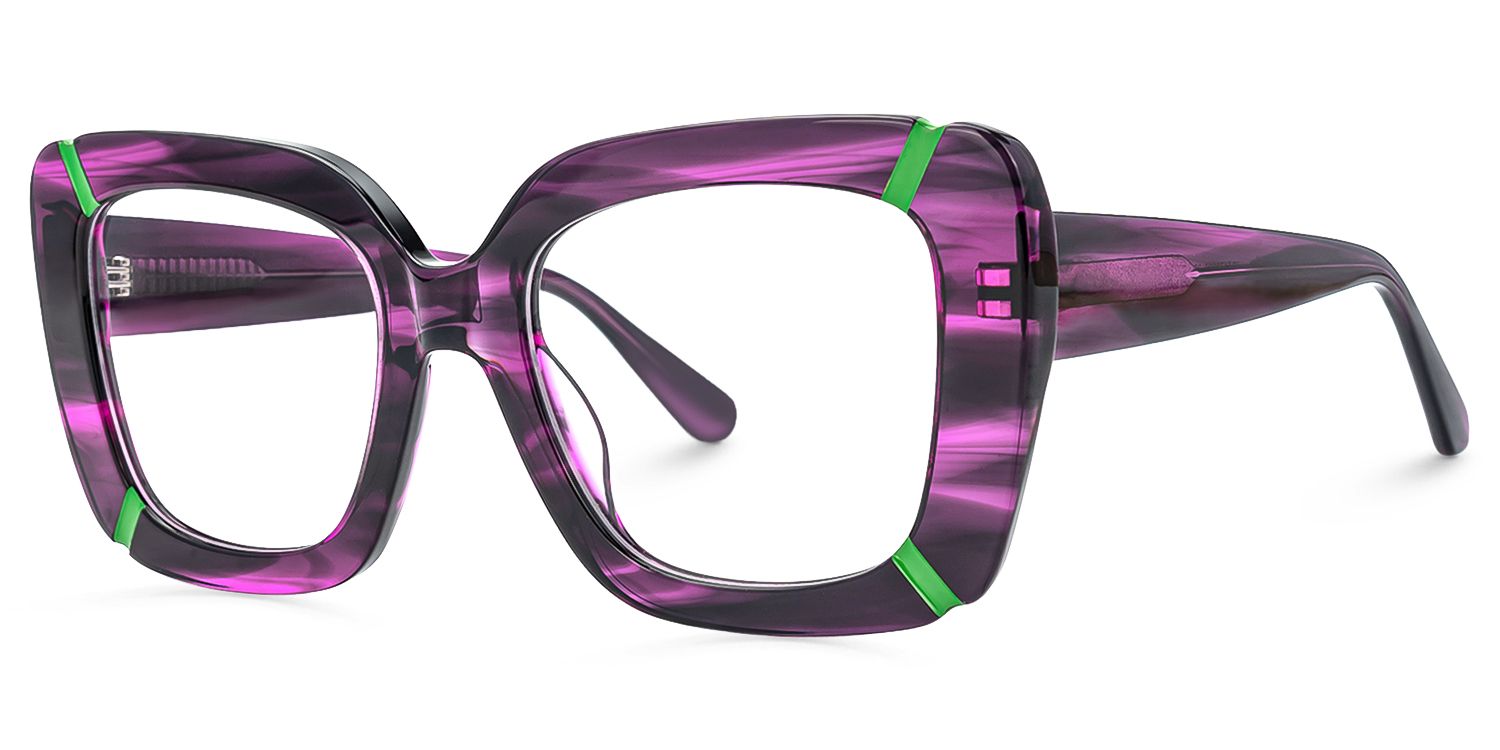 Romey - Square Purple Eyeglasses | Vooglam Front View