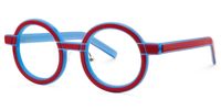 Rooney - Round Red/Blue Eyeglasses | Vooglam Front View