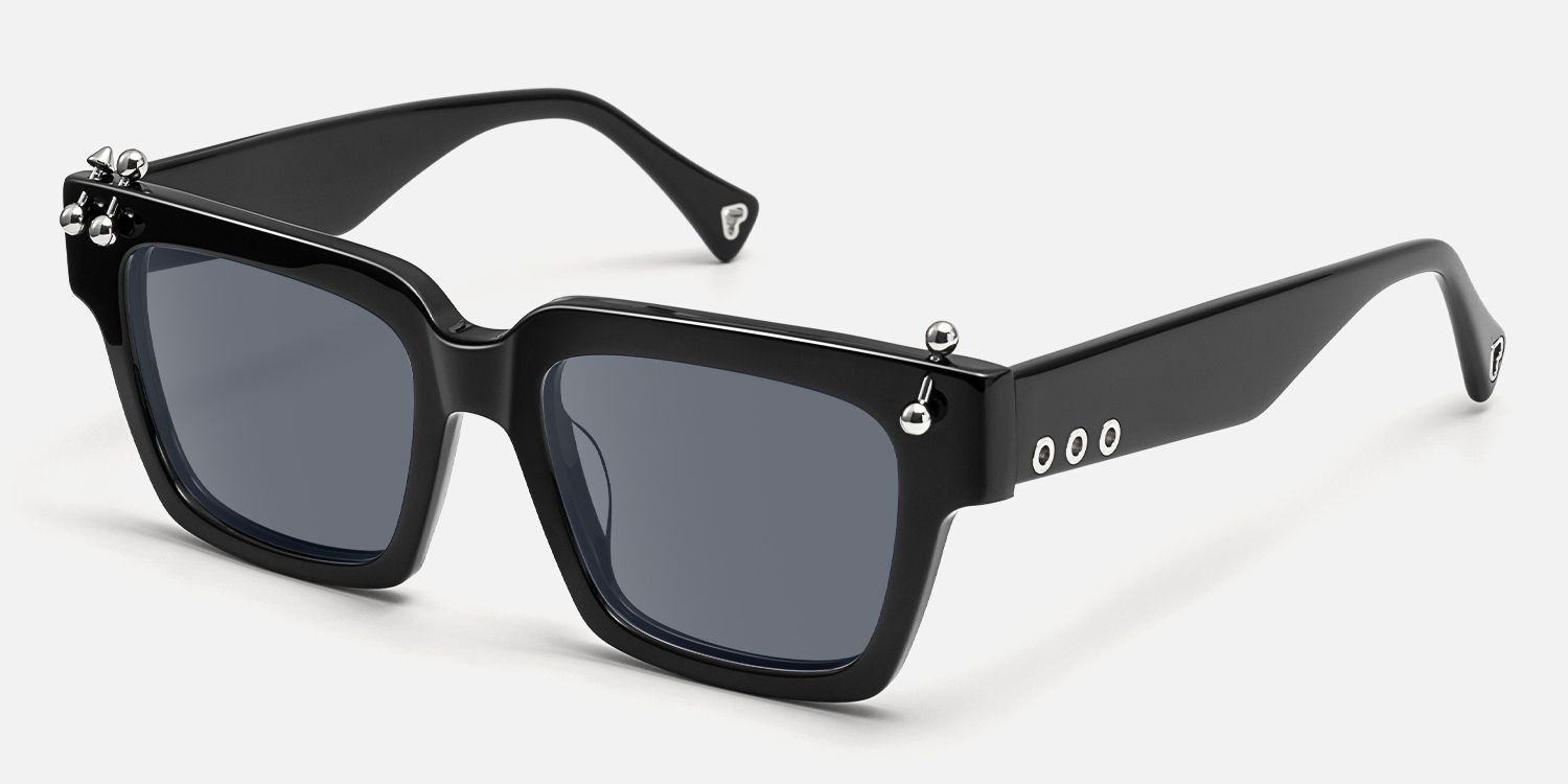 PIERCE - Sleek Square Black Sunglasses | Vooglam Front View