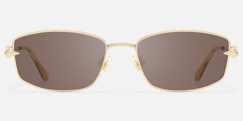 Bladework - Gold Narrow Brown Sunglasses | Vooglam