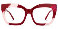 Terrie - Square Red Eyeglasses | Vooglam Angle View