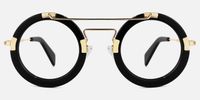 Perkins - Bold Round Black & Gold Retro Glasses | Vooglam Angle View
