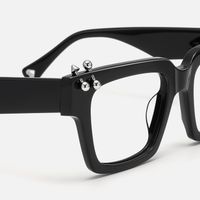 PIERCE - Square Black Eyeglasses with Studs | Vooglam Design Details