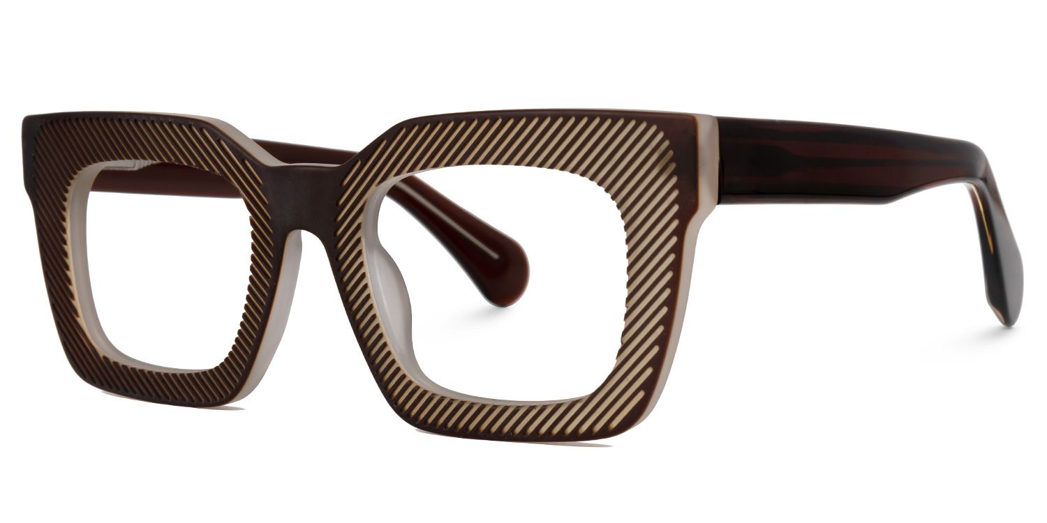Delgado - Rectangle Brown Eyeglasses by Vooglam - Front View
