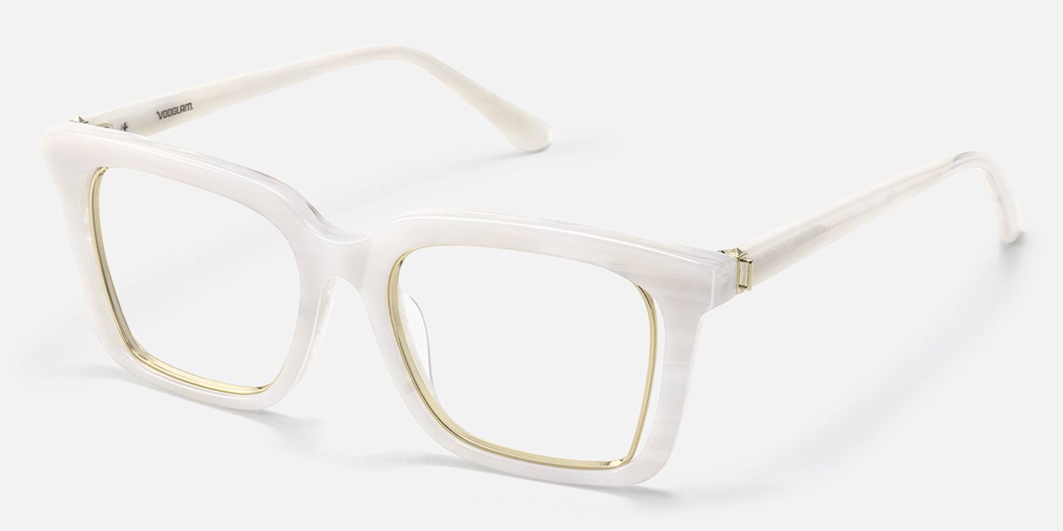 Chaparral - Retro Rectangle White Eyeglasses | Vooglam Front View