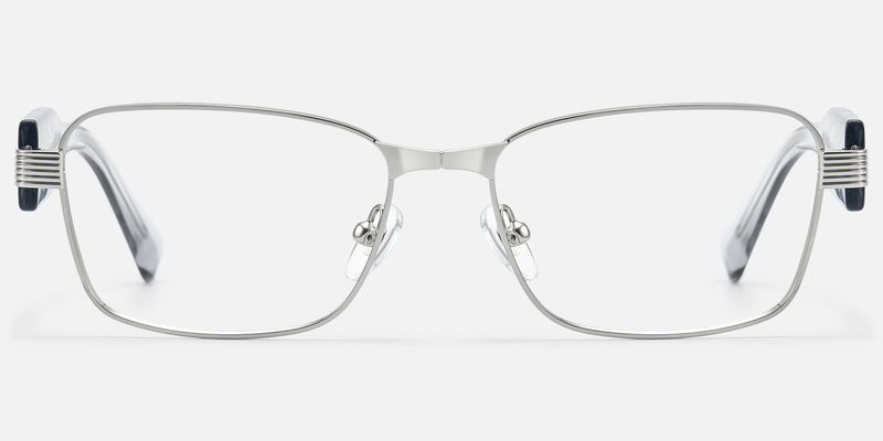 Toyo - Exposed Metal Pin Silver Rectangle Glasses | Vooglam