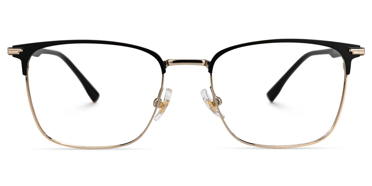 Delaire - Rectangle Black Eyeglasses by Vooglam - Angle View