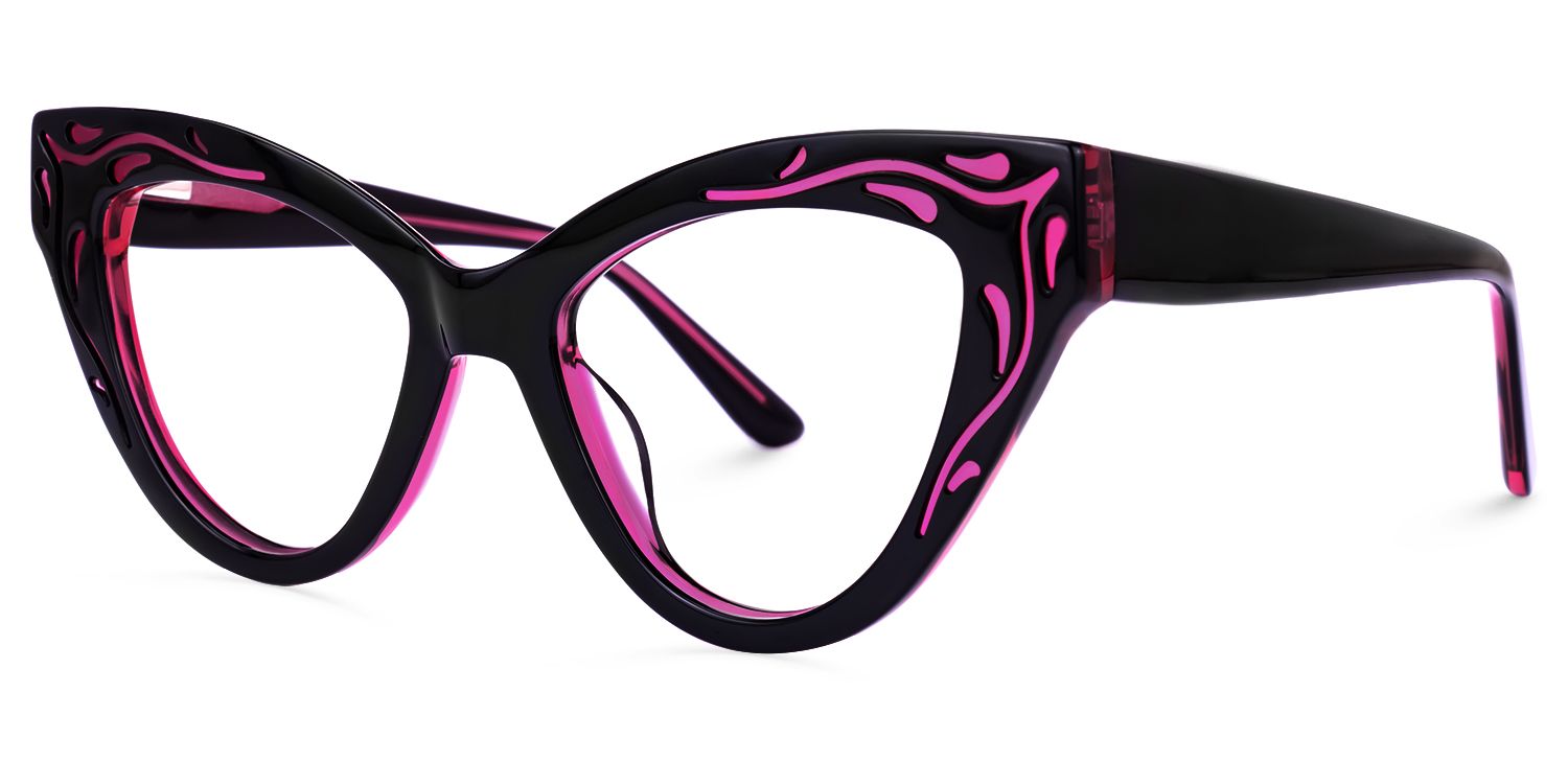 Ivey - Cat Eye Black/Purple Eyeglasses | Vooglam Front View