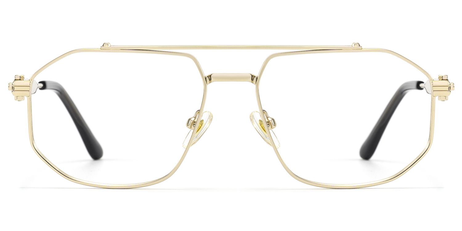 Frame Size of Ando - Gold Geometric Aviator Scale Glasses | Vooglam