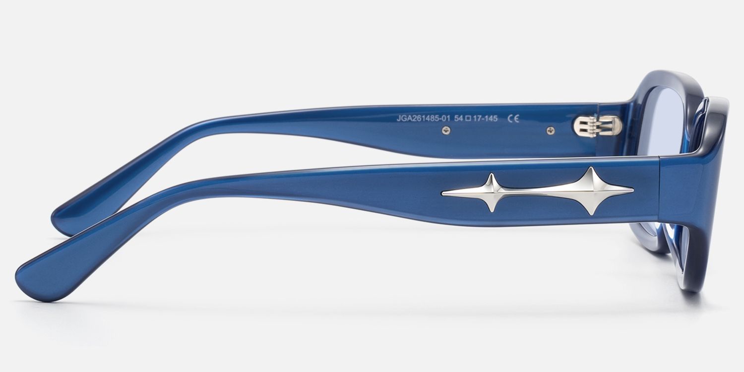 Prism - Pearlescent Blue Tinted Rectangle Shades by Vooglam - Side View