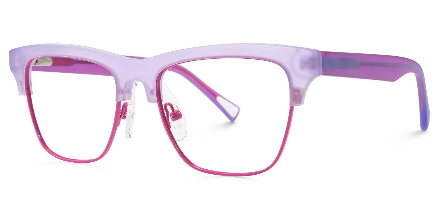 Polka - Square Purple Eyeglasses | Vooglam Front View
