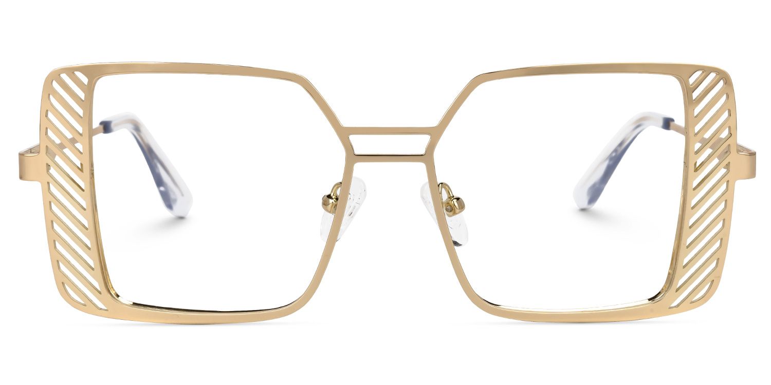 Eirene - Square Gold Eyeglasses | Vooglam Angle View