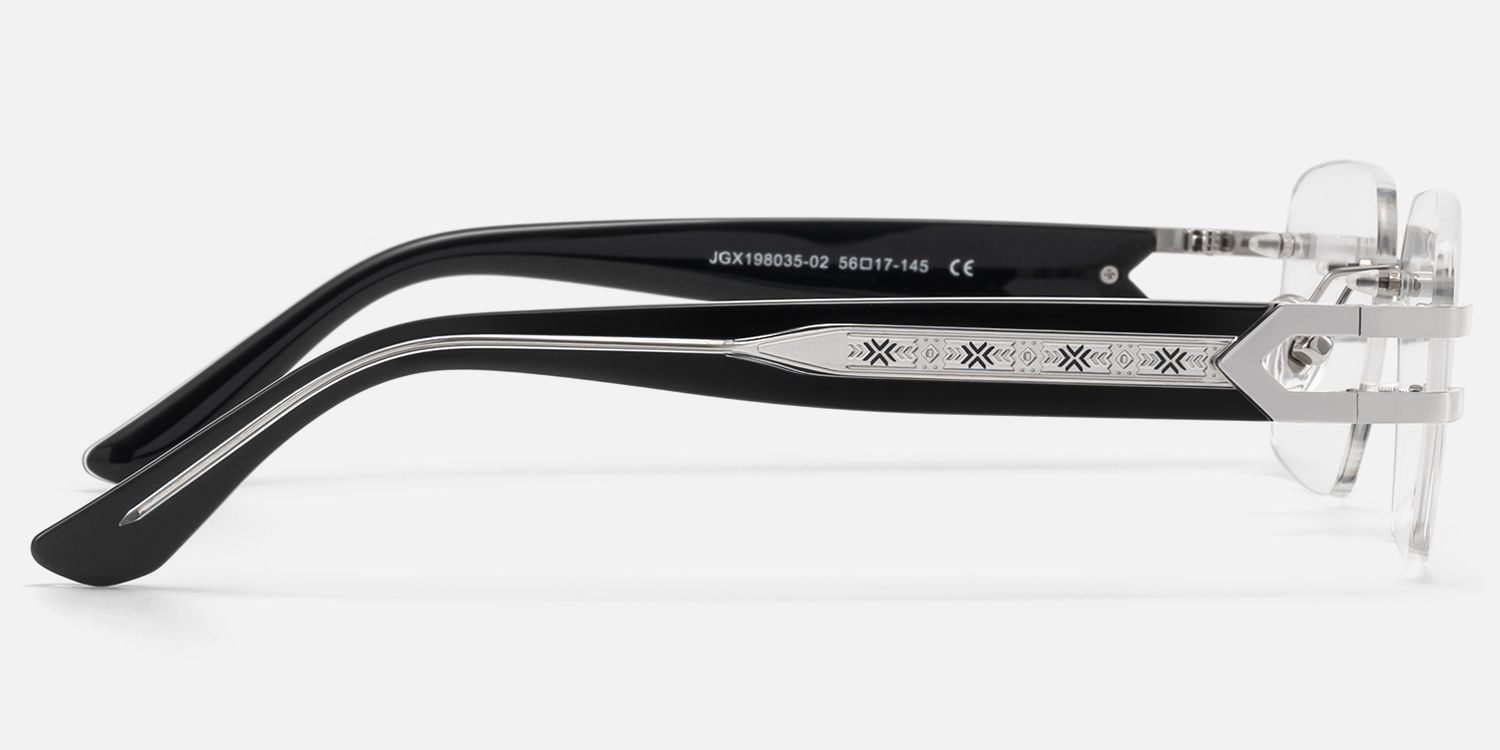 Aurum - Black Rimless Rectangle Glasses | Vooglam Side View