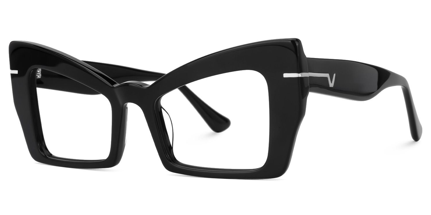 Faizah - Cat Eye Black Eyeglasses | Vooglam Front View