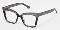 Galarza - Retro Black Glitter Rectangle Glasses | Vooglam Front View