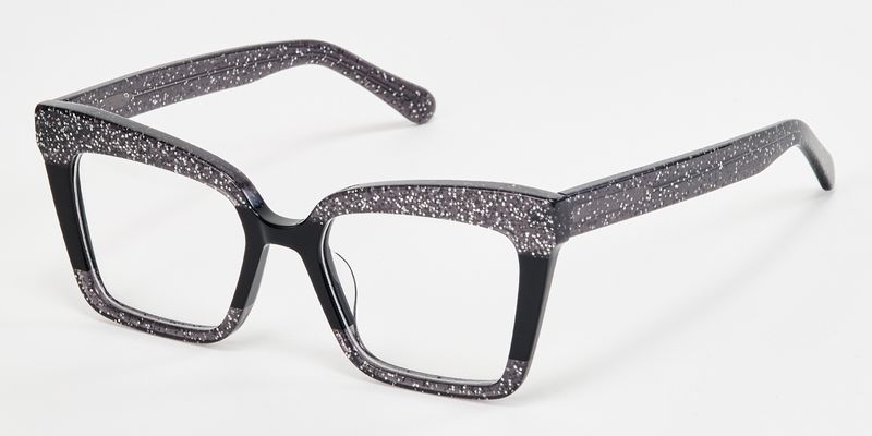 Galarza - Retro Eclectic Black Glitter Eyeglasses