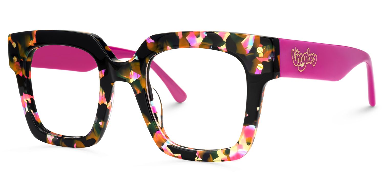 Najwa - Square Floral Eyeglasses | Vooglam Front View