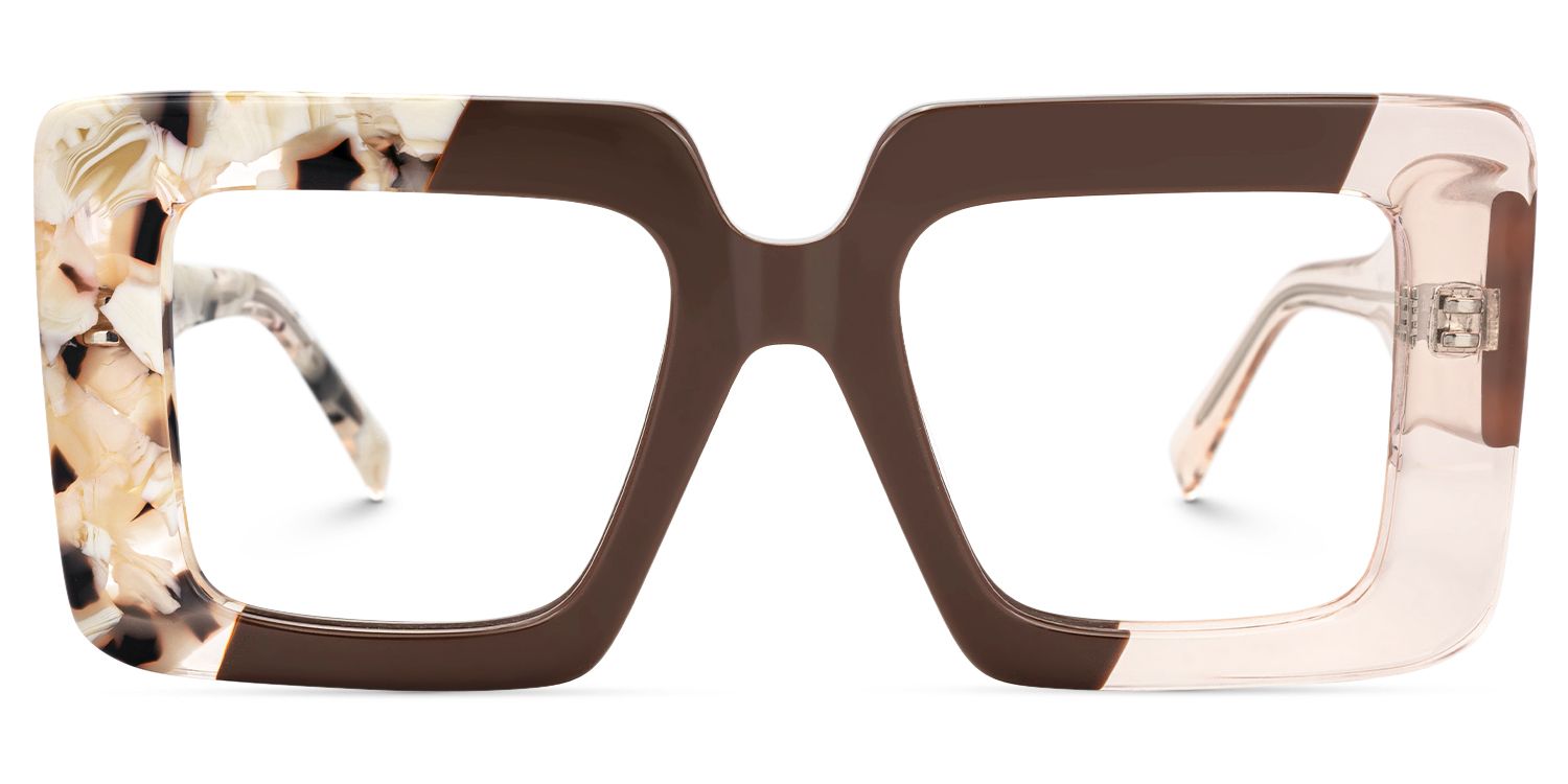 Valora - Square Brown Eyeglasses | Vooglam Angle View