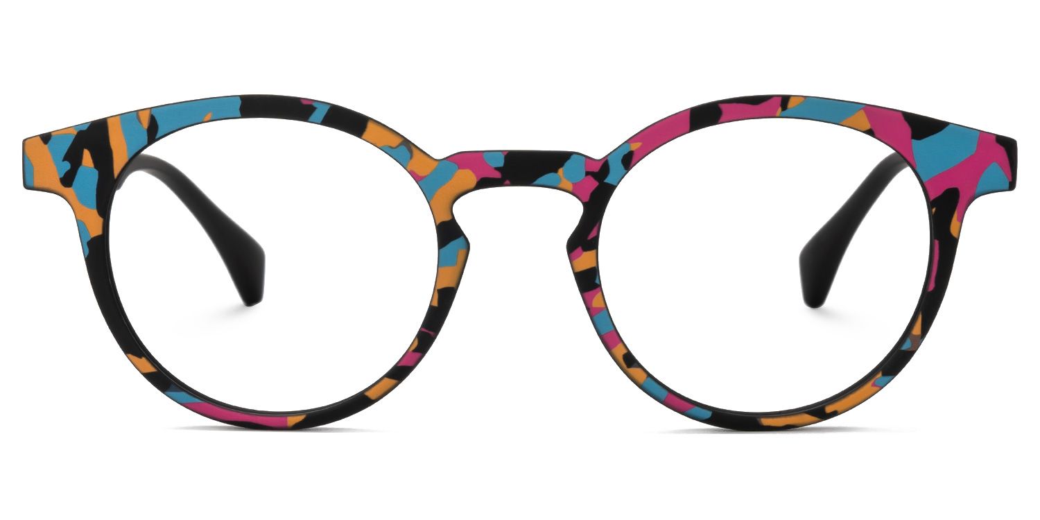 Minnie - Funky Artsy Multicolored Oval Eyeglasses | Vooglam Angle View
