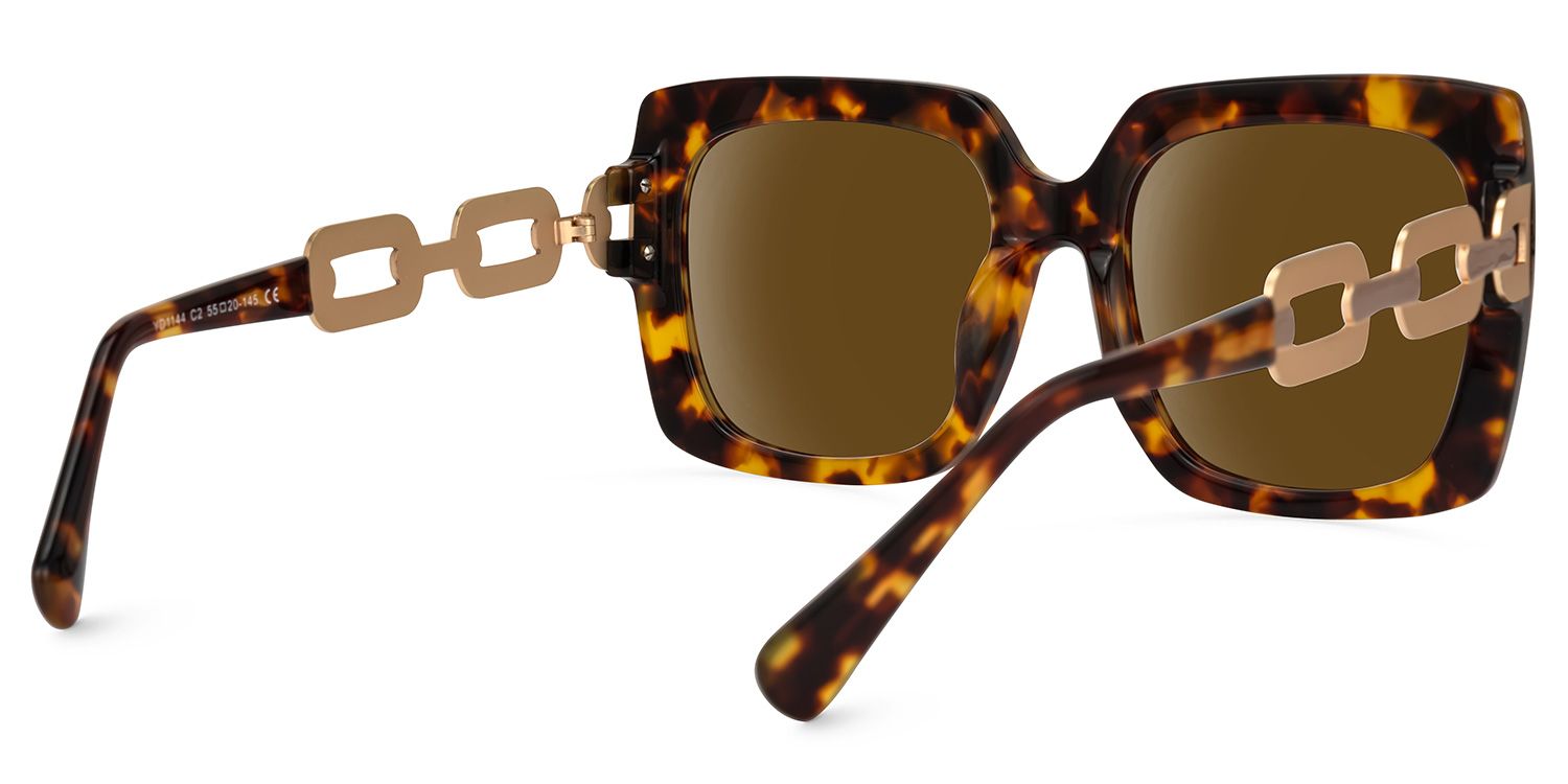 Dascha - Square Tortoise Sunglasses | Vooglam Side View