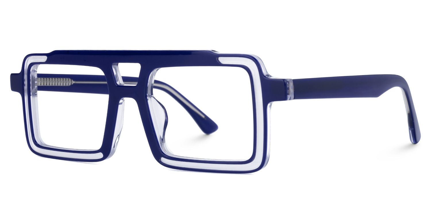 Elkanah - Aviator Blue Eyeglasses by Vooglam - Front View