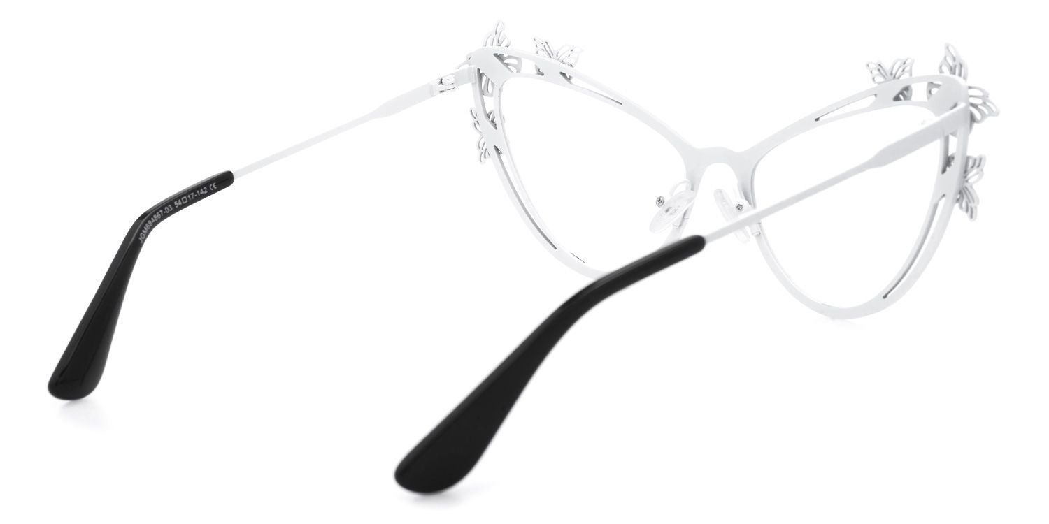 Elkan - Cat Eye White Eyeglasses | Vooglam Side View