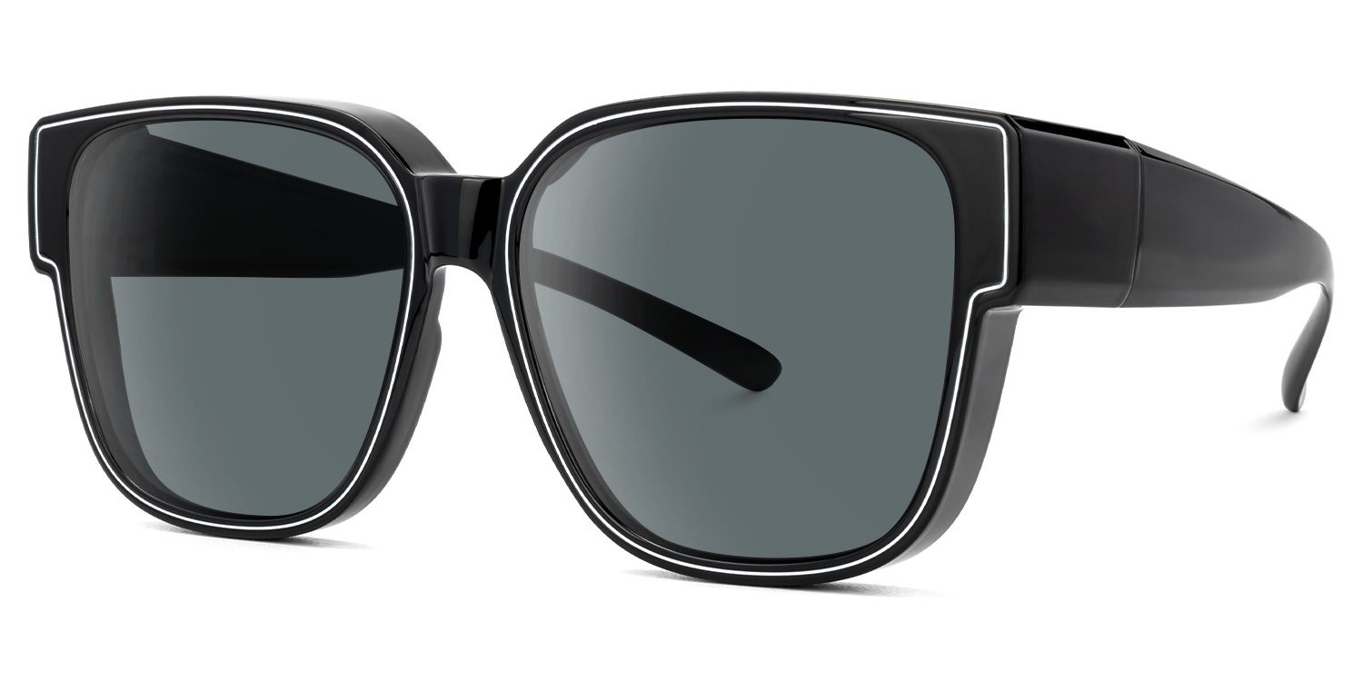 Macayle - Square Black Fit Over Sunglasses | Vooglam Front View