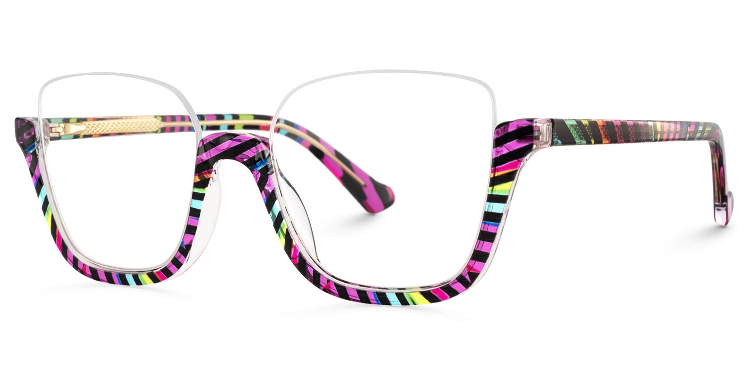 Fariha - Square Multicolor Eyeglasses by Vooglam - Front View