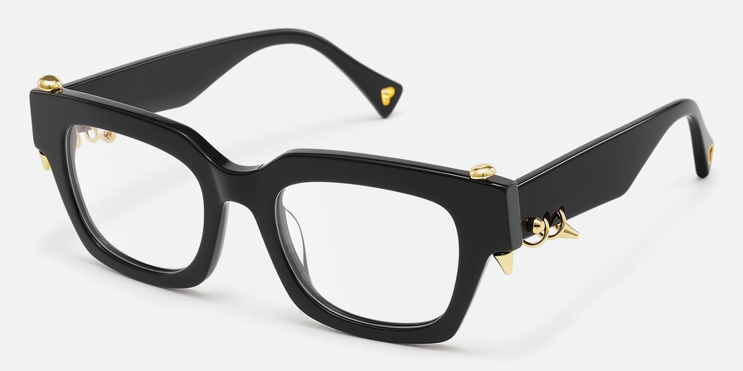 Sabrina - Rectangle Black Eyeglasses | Vooglam Front View