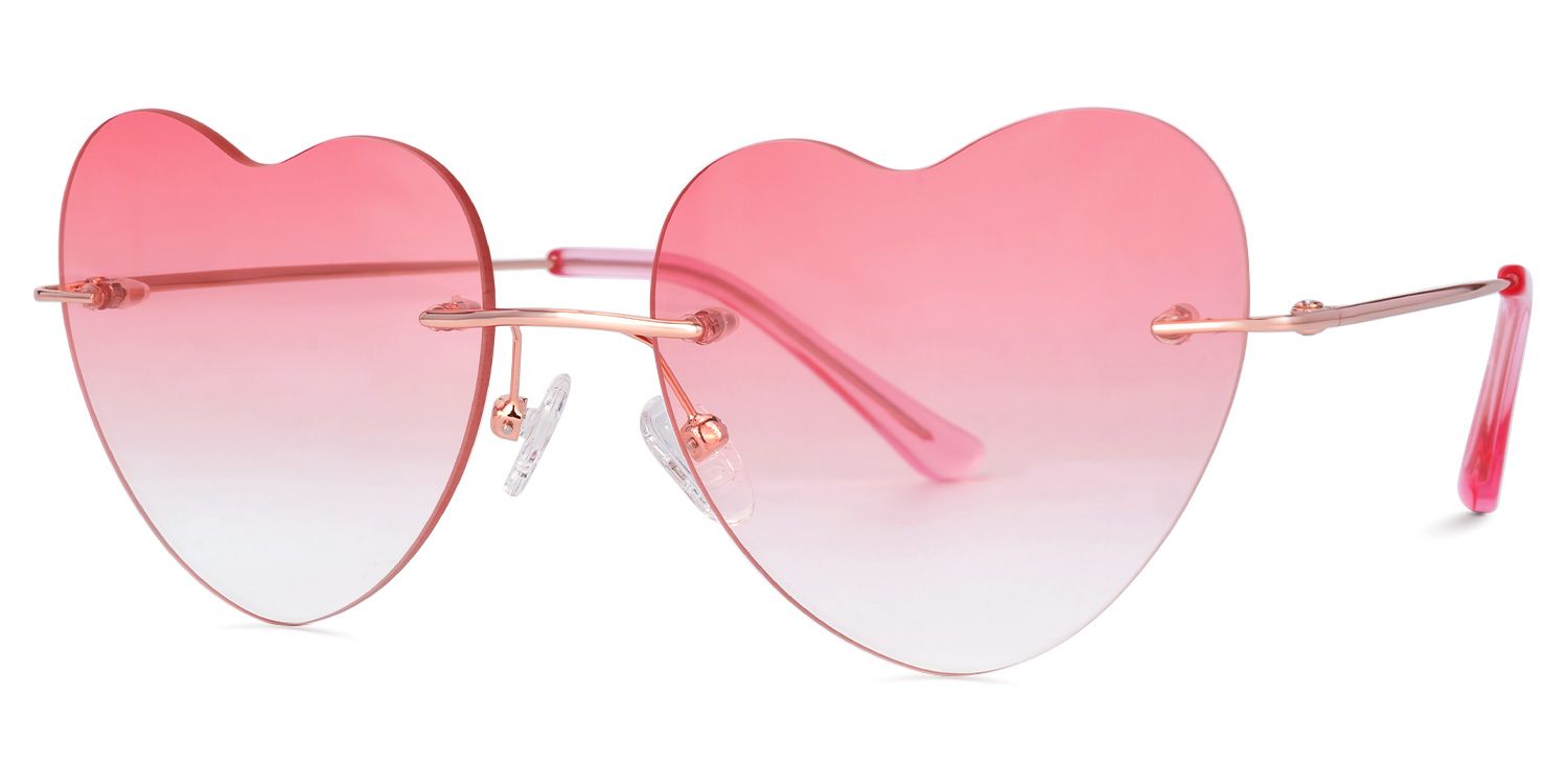 Lahoma - Heart Pink Sunglasses | Vooglam Front View