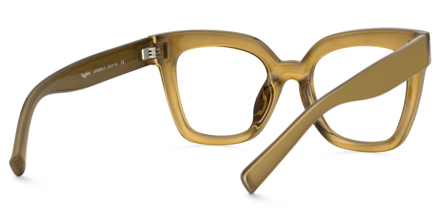 Naila - Square Yellow Eyeglasses by Vooglam - Side View