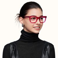 Ether - Square Purple Eyeglasses | Vooglam On Model 2