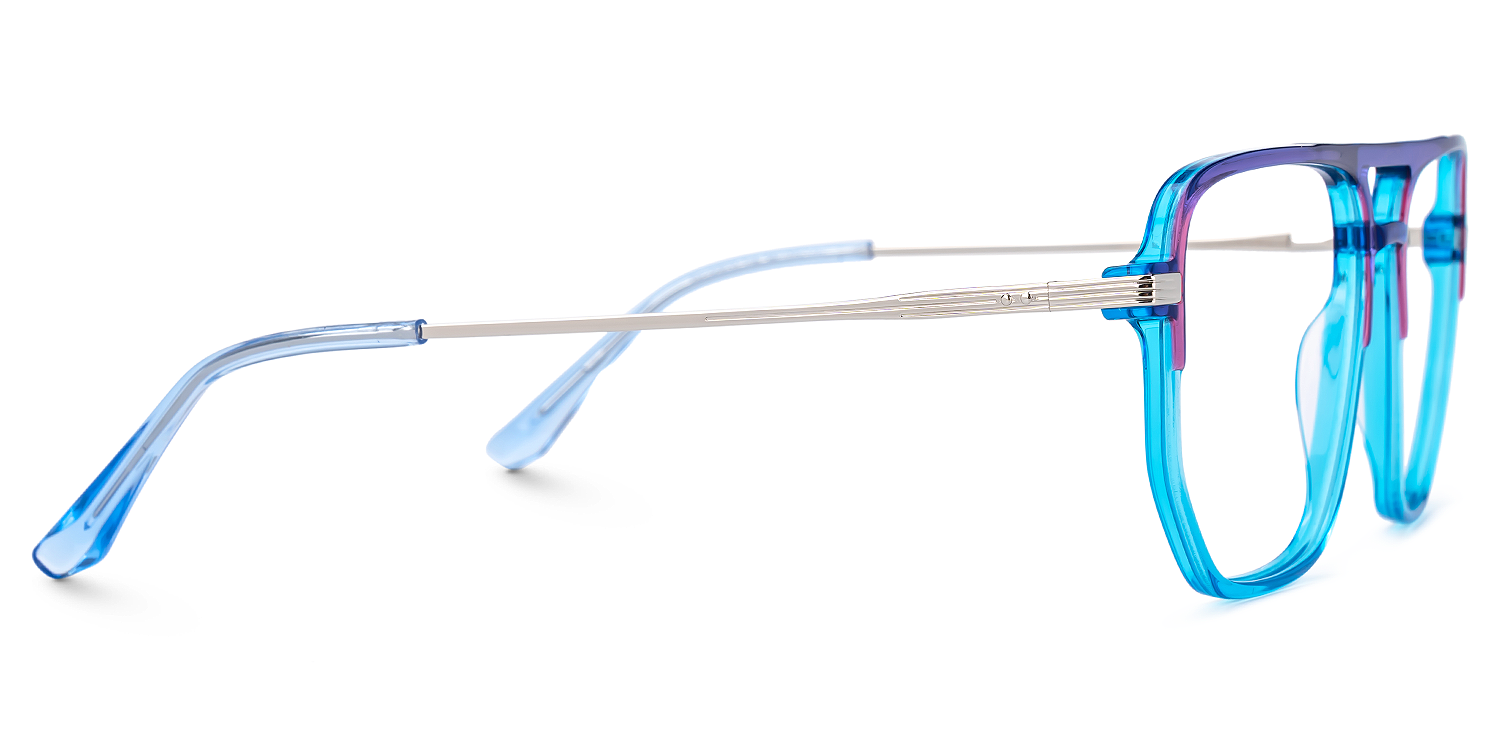 Elyes - Aviator Blue Eyeglasses by Vooglam - Product View 4