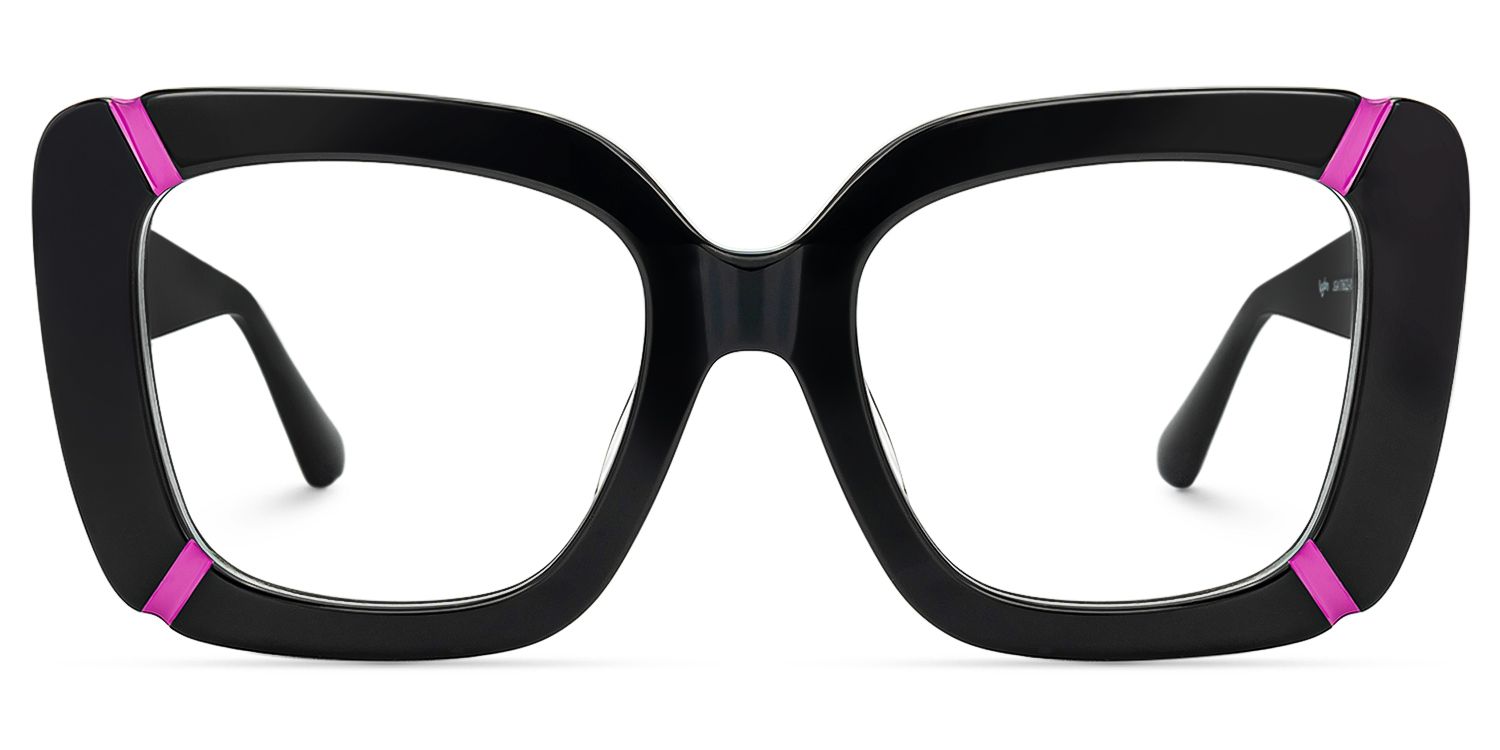 Romey - Square Black Eyeglasses by Vooglam - Angle View