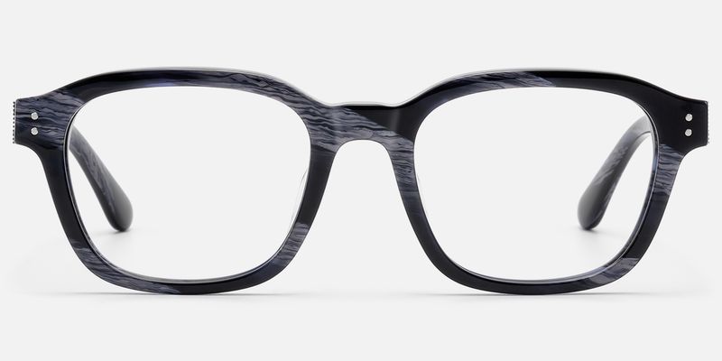 Rainier - Dark Blue Horn Zipper Square Glasses | Vooglam