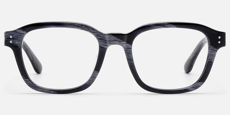 Rainier - Dark Blue Horn Zipper Square Glasses | Vooglam