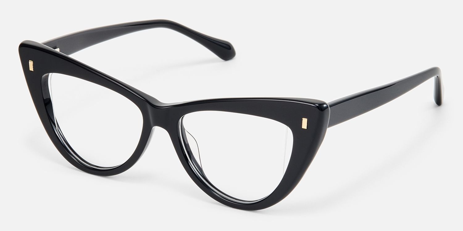 Abelina - Cat Eye Black Eyeglasses | Vooglam Front View