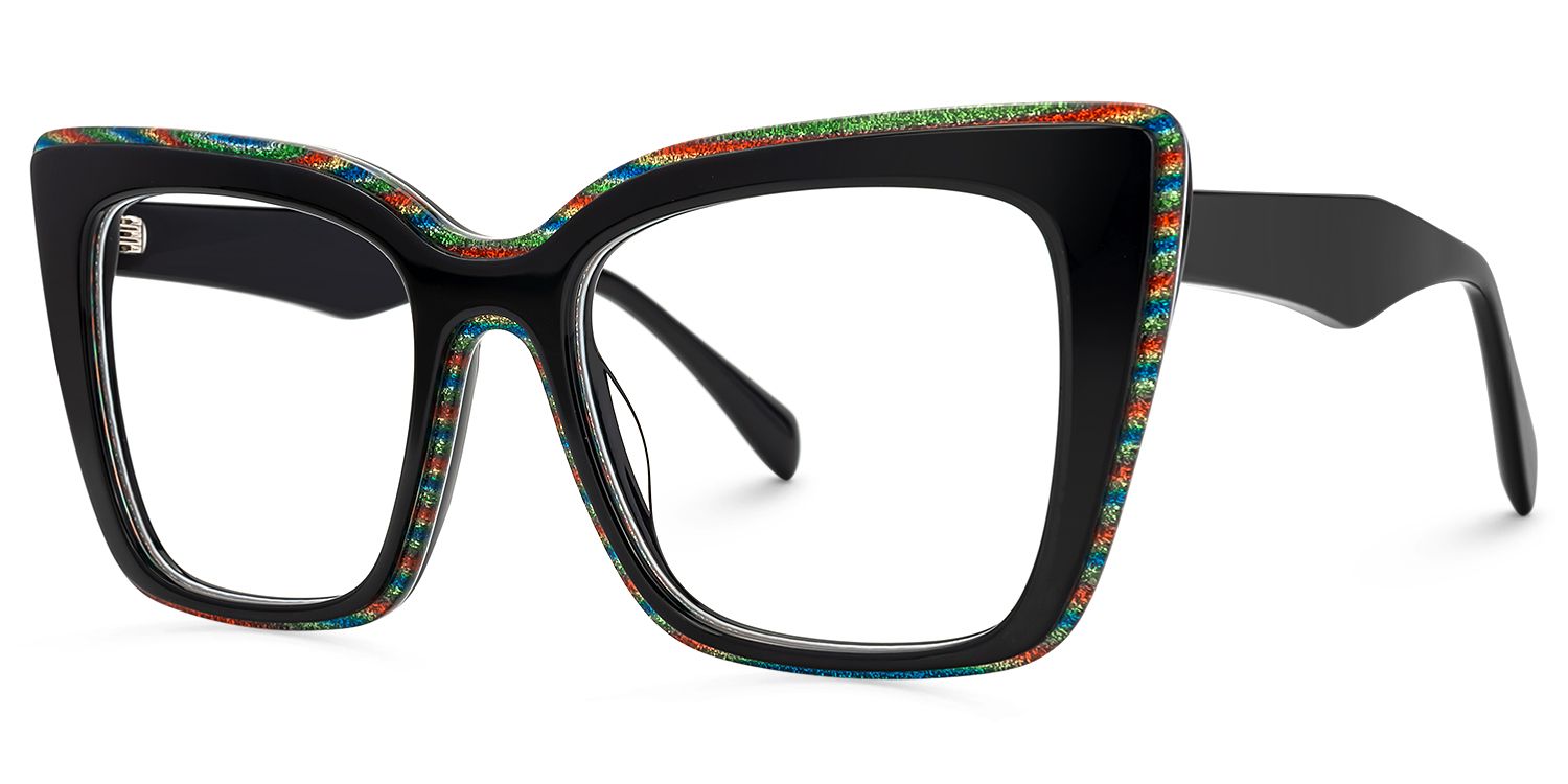 Kaipo - Square Black Eyeglasses | Vooglam Front View